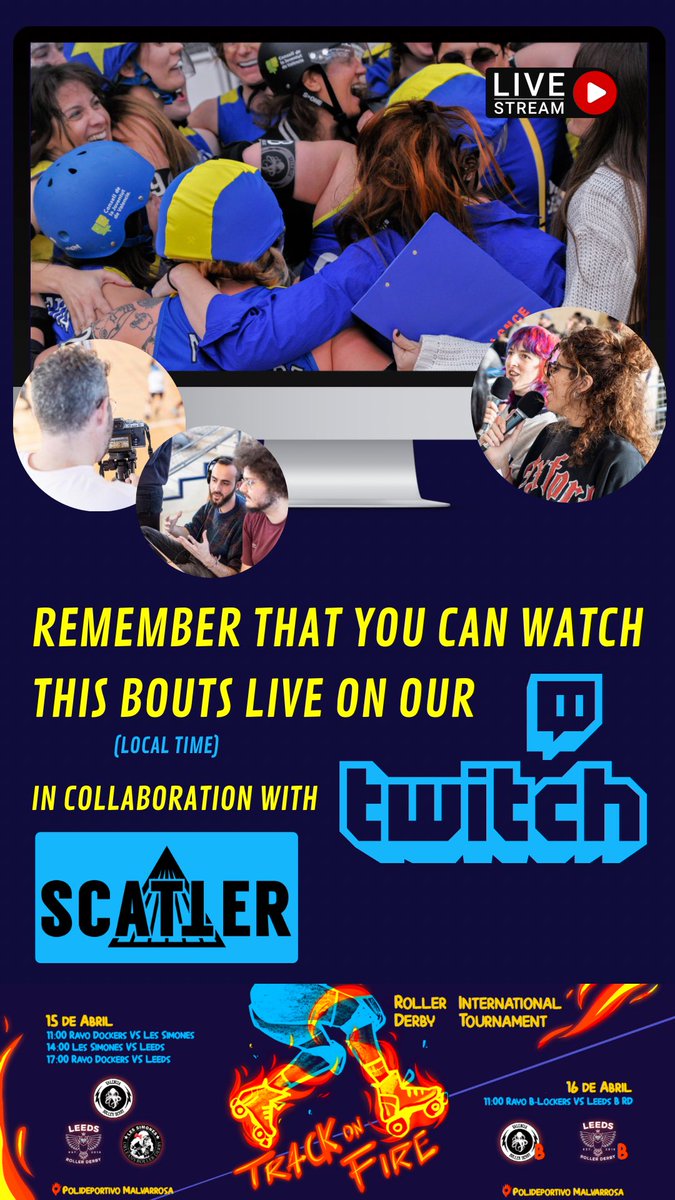 Ready for this super weekend?!⚡️

Live stream on our Twitch channel 💟
twitch.tv/valenciaroller…

#valenciarollerderby #rollerderby #live #twitchstream