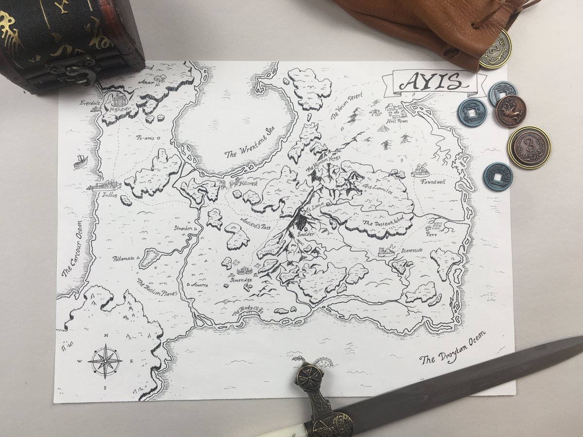 Hey this isn't new but its still one of my favorite things I've ever done. #ttrpg world #mapdesign is something I do and hopefully get to keep doing cause it is pretty.

This is for my group's home #dnd game and we got to explore pretty much most of this map and beyond