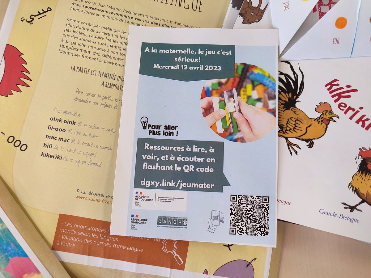 casnav_toulouse's tweet photo. 📣 participation à la journée "en maternelle, le jeu, c'est sérieux"  @DSDEN82 @canope_82
Co-animation d'un atelier avec enseignantes #eana #efiv :
🌏 Développer les compétences langagières.promouvoir la diversité linguistique et culturelle avec des jeux plurilingues
@actoulouse https://t.co/YLDlomzs6C