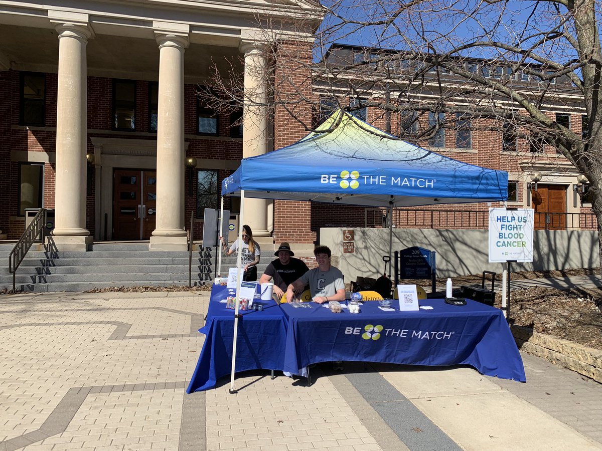 CarletonFB's tweet photo. Swing by Sayles today to #GetInTheGame with @BeTheMatch ! 
@nicktoole03 @declan_schwab https://t.co/2RlTb4huEW
