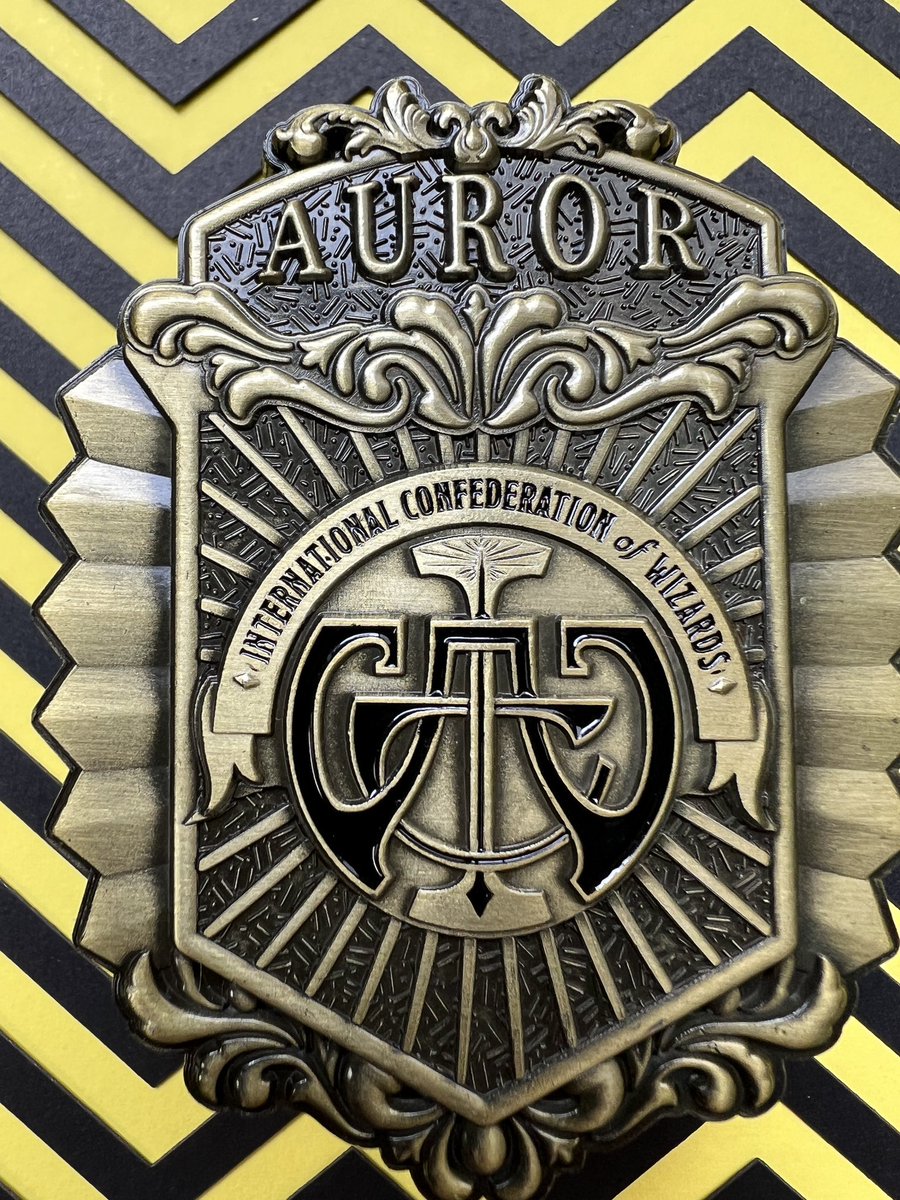 AurorMercantile's tweet image. For all the international Aurors out there , your badge is back in stock.   Owl post delivery available to most witches and wizards.  #auror