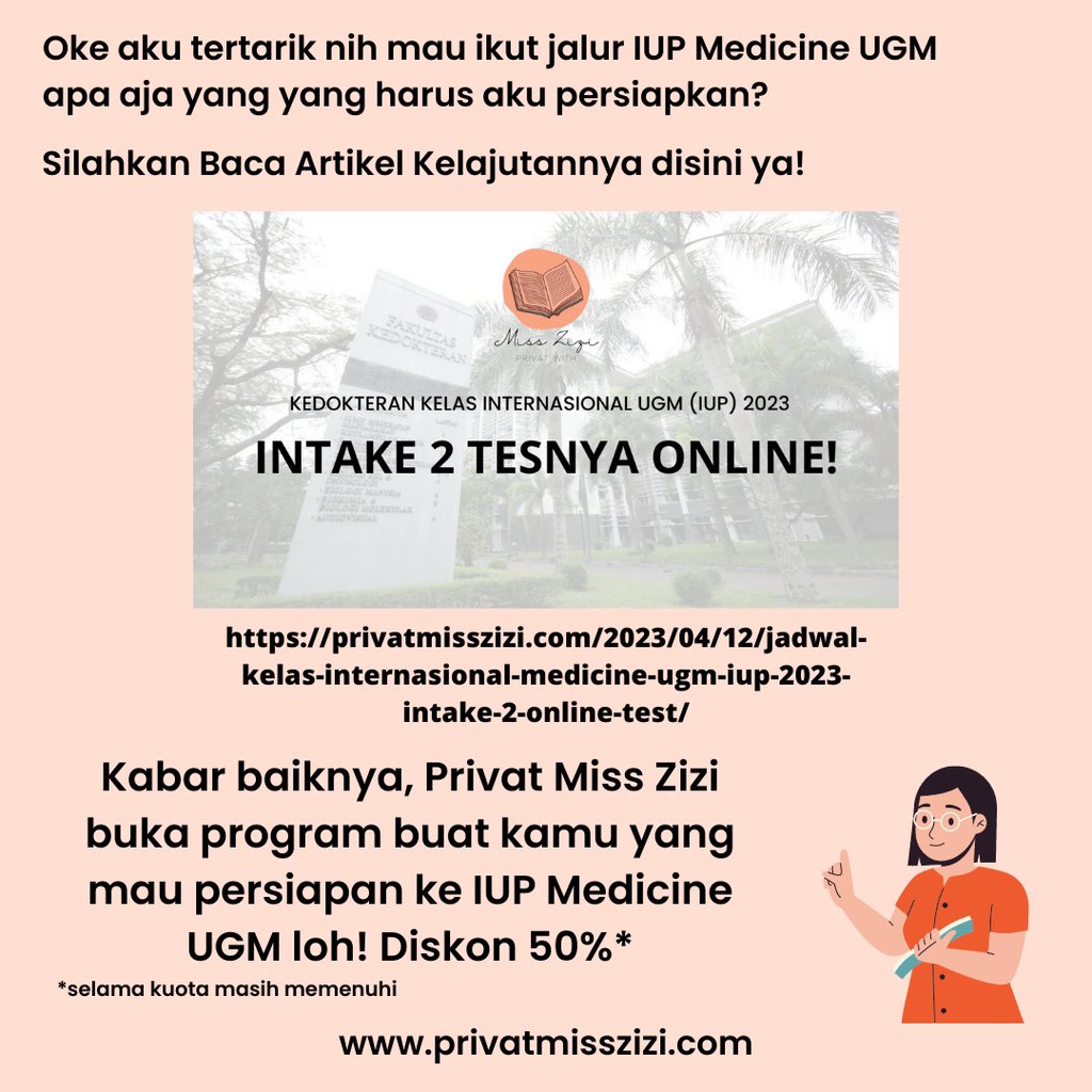 masterzanaedu's tweet photo. Intake 3 juga diadakan bulan Juni, jadi buat kamu yang siap2 buat masuk IUP UGM dan juga belajar buat jalur UM UGM dan SNBT kamu masih ada kesempatan belajar nih ☺️

🗣️ : terus apa ya yang harus dipersiapakan

Baca lanjutannya disini yah
https://t.co/u8Pbgv0kzD https://t.co/sRusPXCJza