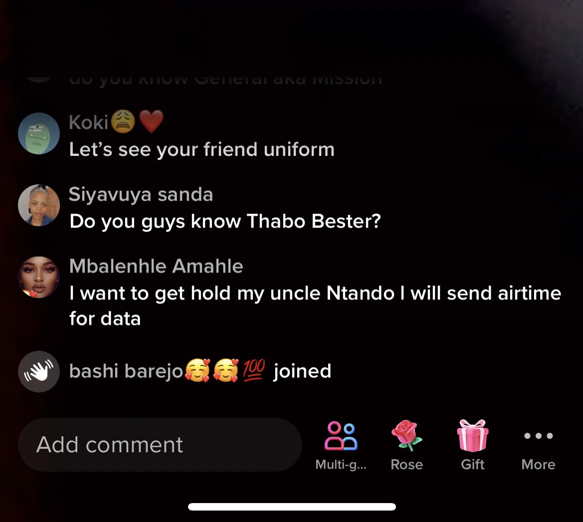 😭😭😭😭 I am watching a TikTok live from a prisoner called “Tshepiso Tshepi”. Yes, he is doing a TikTok live from prison. What makes matters worse is this Mbalenhle lady in the comments 😩