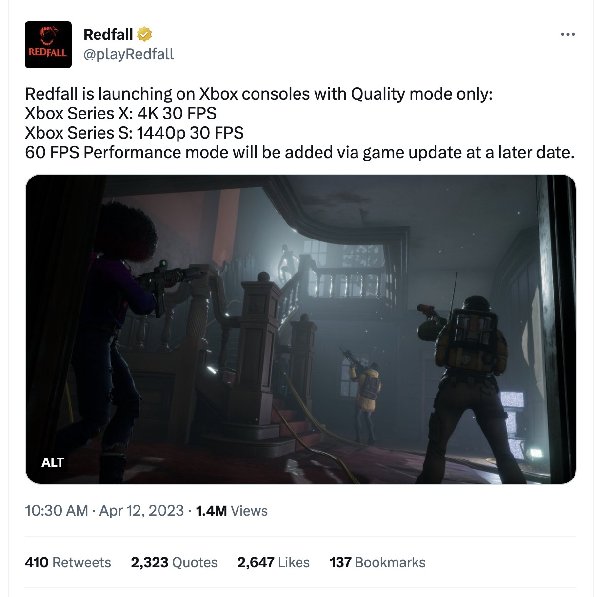 Dexerto Gaming on X: Xbox fans are upset after Redfall announced there  will be no 60FPS mode on consoles at launch  / X