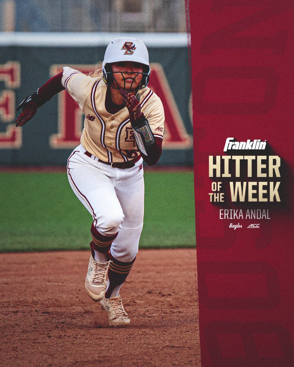 BC_Softball's tweet photo. Congratulations to @ErikaAndal80 on being named @FranklinSports Hitter Of The Week!! https://t.co/y7PnmMJL9i