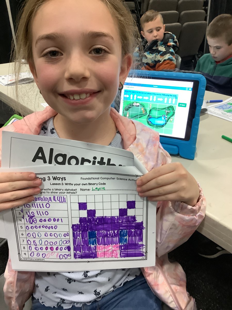 STEMatCCS's tweet photo. Fourth grade #STEM students collaborate as they write and decipher programs! Binary code was used to write and creat art while tech was used to write pathway programs! #Coding is fun! #ISTE #codingkids #coding is fun #100daysofcodechallenge https://t.co/RuSTIHfHMO
