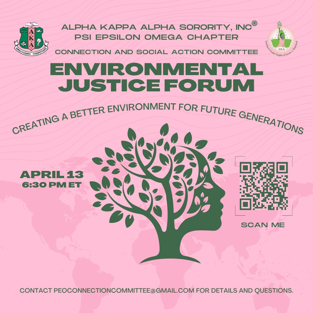 AKA_PEO1908's tweet photo. Join us for an Environmental Justice Forum—an educational forum providing simple actions citizens can take to create a better environment and make a difference.

Visit https://t.co/yblqTOtQBK to register.

#aka1908 #akanar1908 #peostrong #peovotes #environmentaljustice https://t.co/kouMLqrE4A