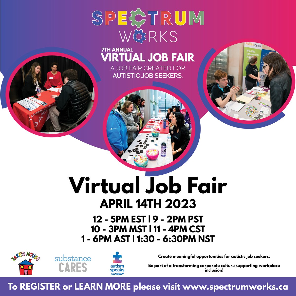 HBKidsHospital's tweet photo. Register for the 7th annual Spectrum Works virtual job fair on Friday, April 14, 2023, an event in support of autism awareness month! https://t.co/MmFQVL1364 https://t.co/0NqzXElGZF