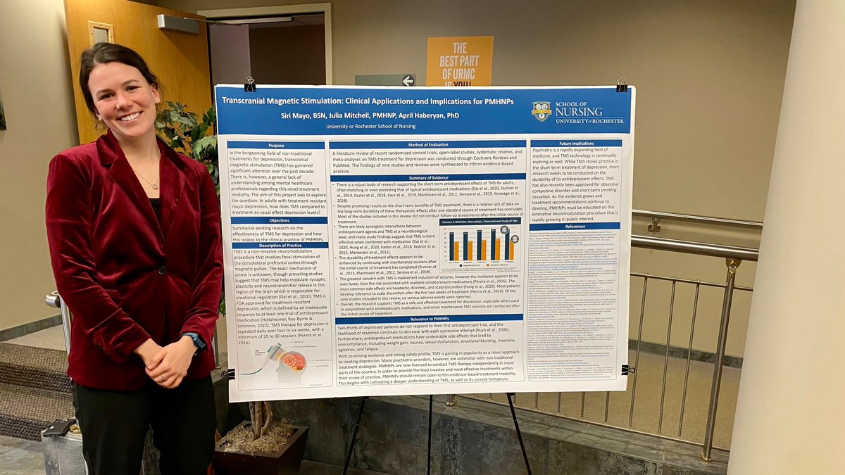URochester_SON's tweet photo. Cheers to our future psychiatric mental health nurse practitioners! ๐ฐ ๐พ This week, students gathered to present their capstone posters and raise a sparkling juice toast to their last few weeks of grad school! ๐
Learn more about our #PMHNP program: https://t.co/00mDiEzX4R https://t.co/xzmwCz6U3s