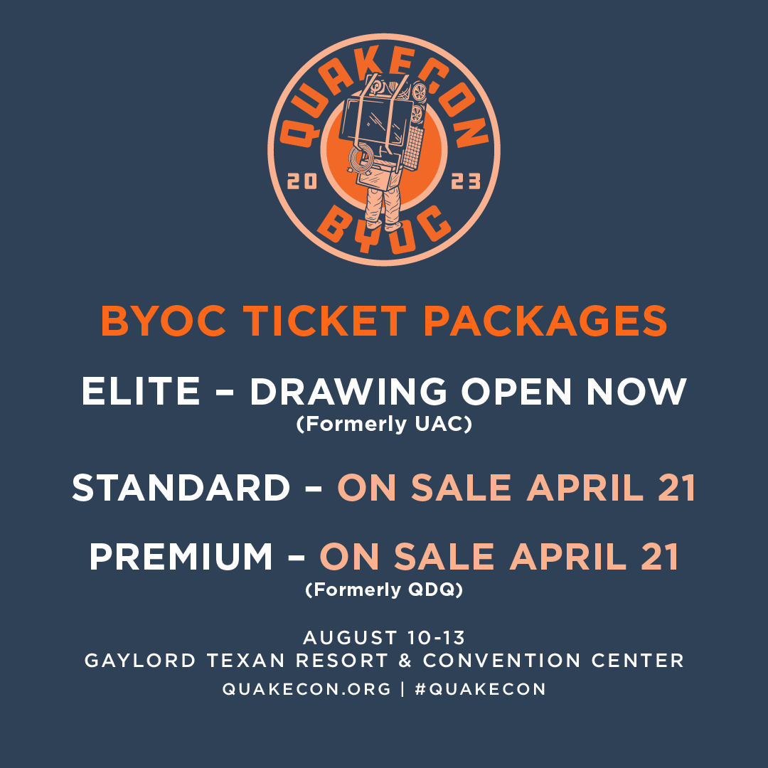QuakeCon's tweet image. Ticket registration is coming soon! Here are the dates you need to know to prepare for #QuakeCon 2023!

quakecon.bethesda.net/en/registratio…