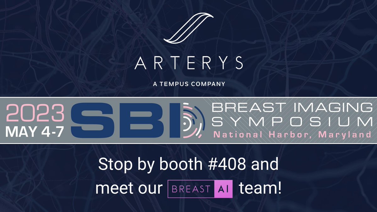 ArterysInc's tweet photo. Join us at Booth #408 during the 2023 SBI Breast Imaging Symposium (May 4-7) and experience the revolutionary Arterys Breast AI for breast screening and detection! 🎯💡 

Schedule a demo here: https://t.co/50JjPbsUBN

#SBI2023 #BreastImaging #ArterysBreastAI https://t.co/i89JQTDhMf