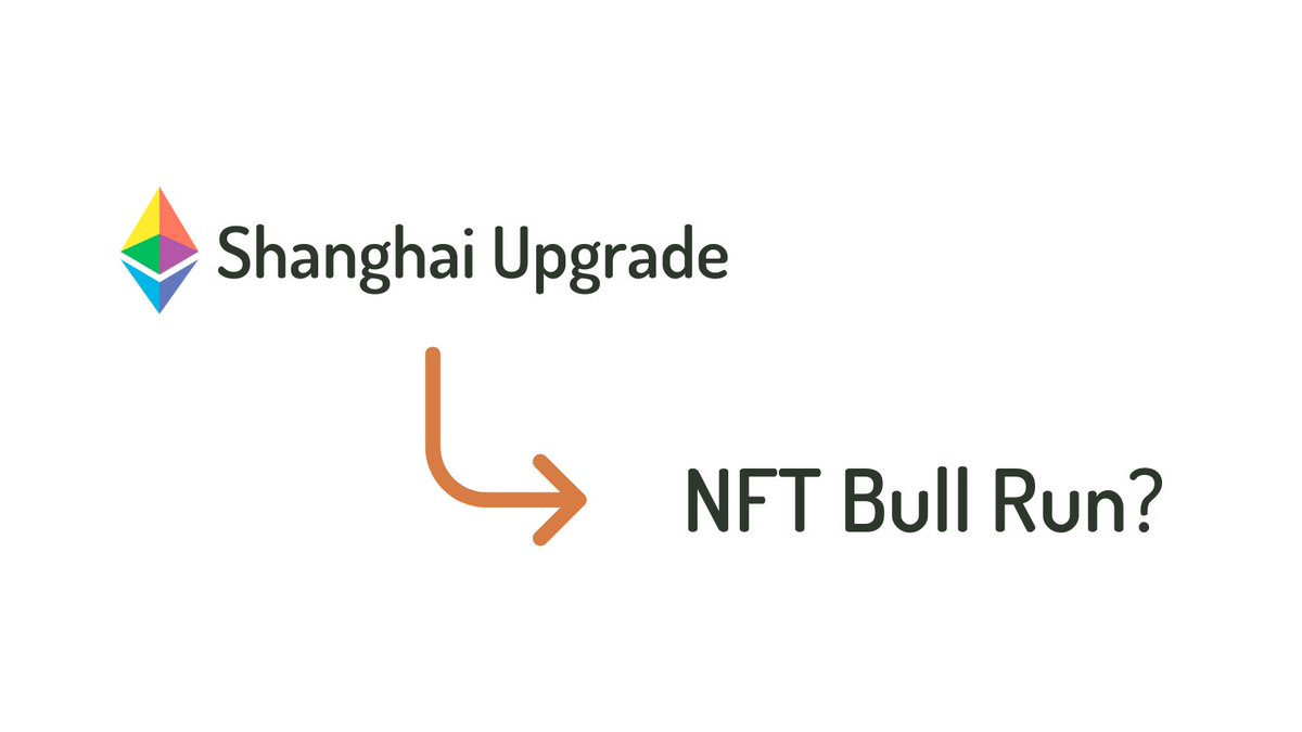 The <a href="/ethereum/">Ethereum</a> "Shanghai" Upgrade will take place today.

Will it Trigger an NFT Bull Run? 🤔

A 🧵 (1/11)