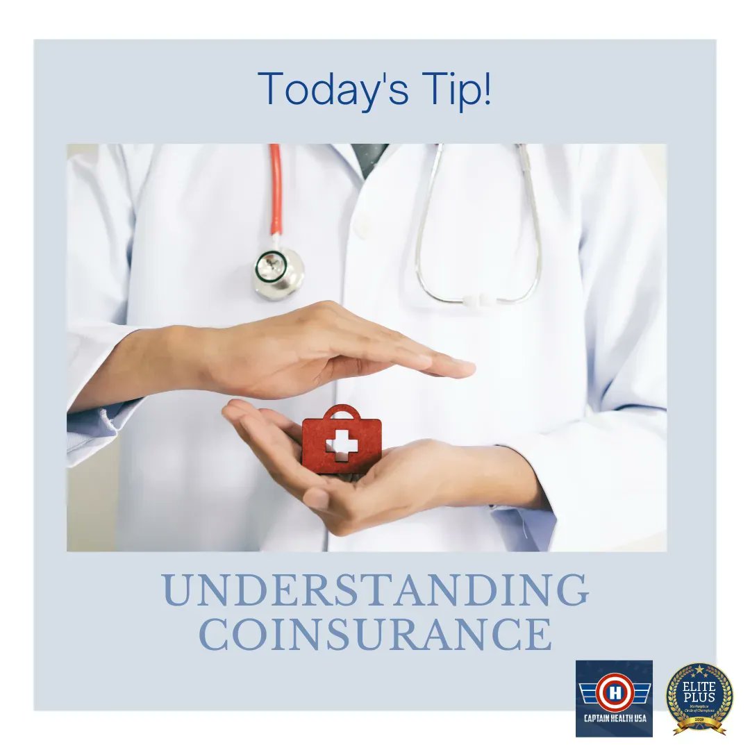 CaptainHealthUS's tweet photo. Coinsurance is a % of the cost of #medical services that an individual is responsible for paying. This amount is usually in addition to any #co-pays or #deductibles that must be paid.

Visit Me Online: https://t.co/OGsum9CLRW  Read My Blog:  https://t.co/xOrlfLCCMO https://t.co/PTijmMuadz