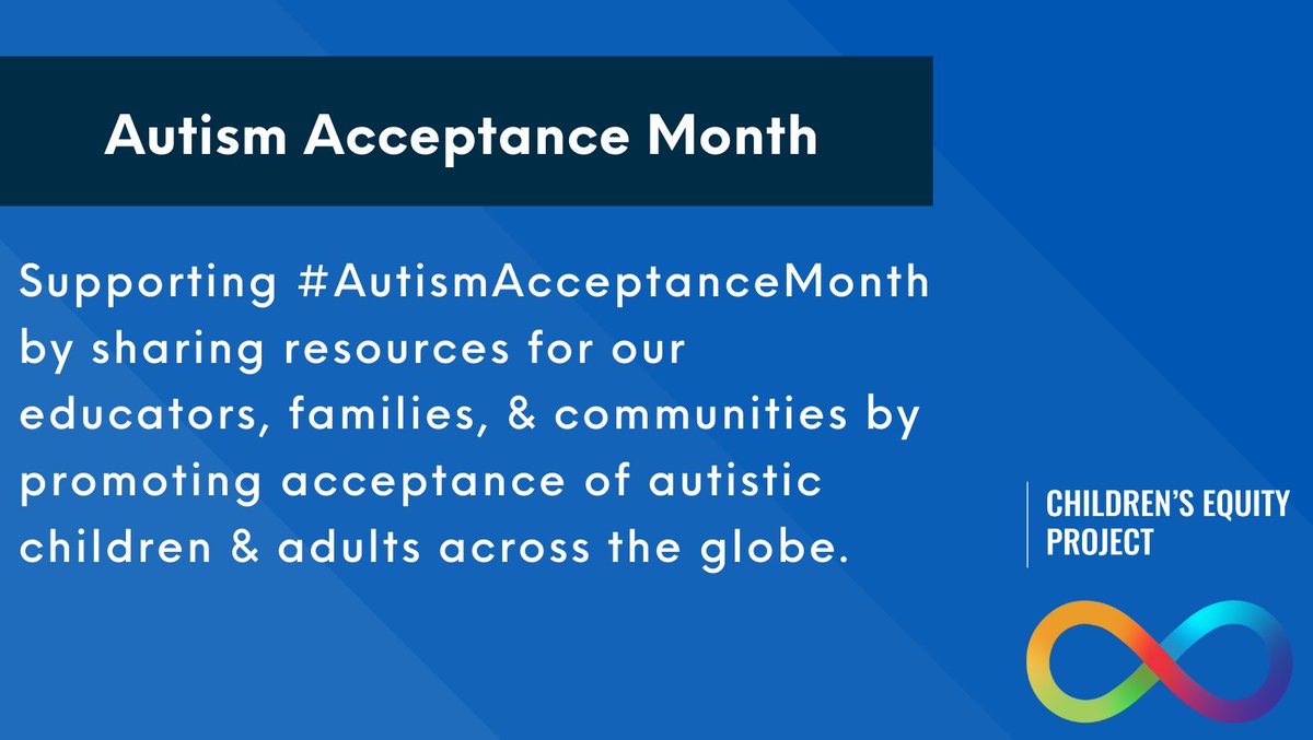 April is #AutismAcceptanceMonth & we want to amplify resources for all our #educators, #families, & communities to build equitable #learning environments for all our #younglearners.

Follow these pages for more great resources:
@autselfadvocacy 
@AIMautistic 
@Communica1st