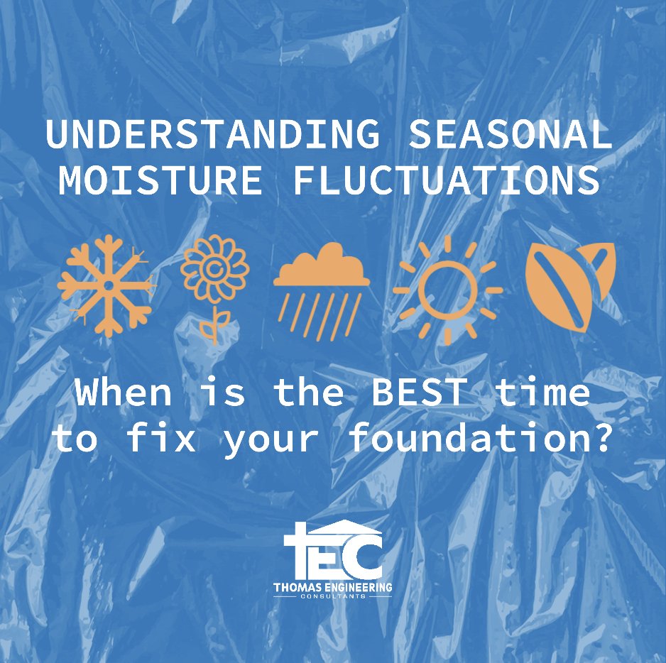 TEC_DFW's tweet photo. Shifting soils often cause foundation problems in DFW. Depending on the season, many homeowners notice that signs of foundation settling seem to come and go. 

This next week we will cover each season to provide more information on seasonal moisture levels and foundation repairs! https://t.co/jj0ZuG6mZk