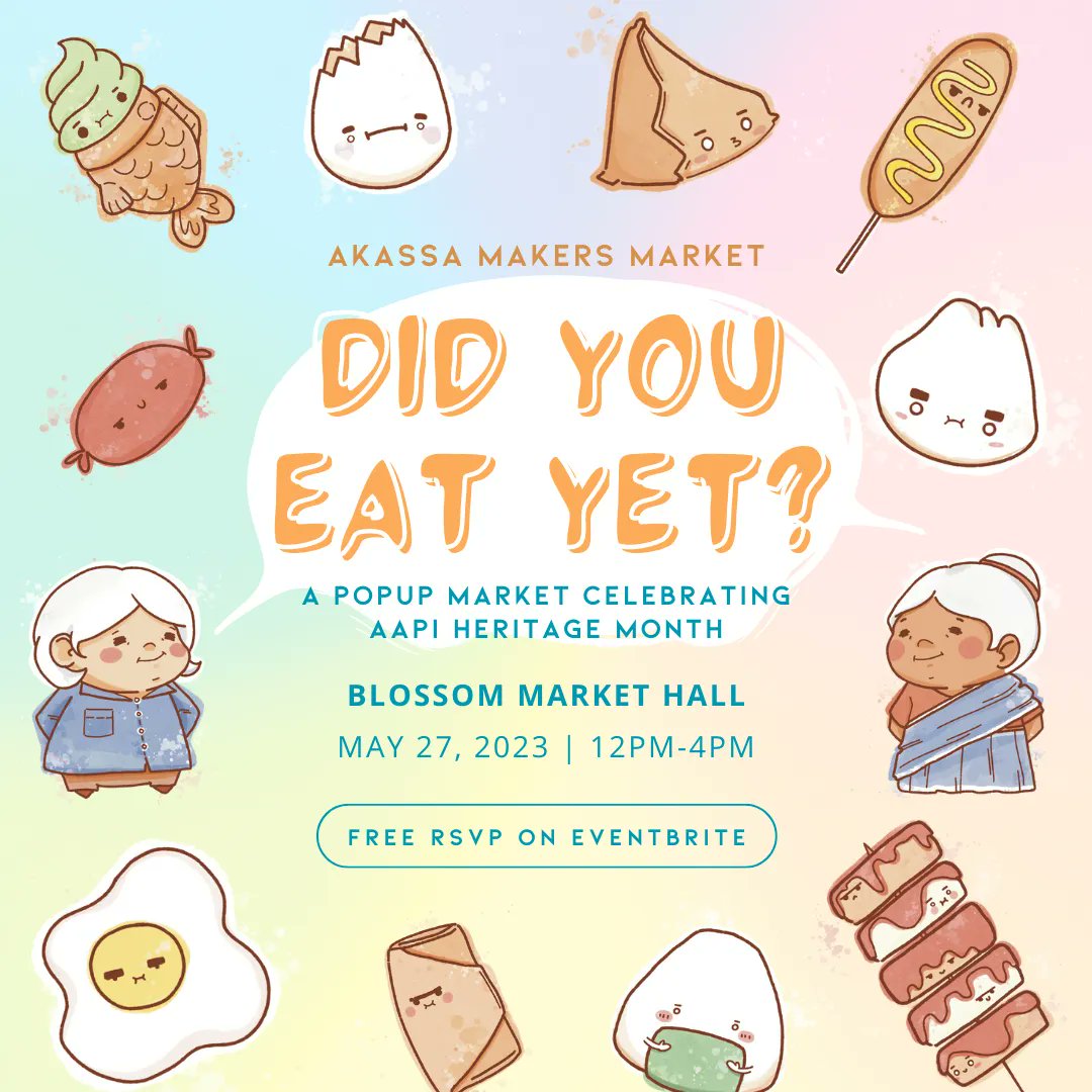 akassaco's tweet photo. 🗓️ MARK YOUR CALENDARS LOS ANGELES!  🗓️ Join us on May 27th at Blossom Market Hall in San Gabriel, CA for our next Maker's Market:"Did You Eat Yet?" 🥢🍚🍘🧆

Proceeds will support Entwine Community. More details and tix 🎟️ : https://t.co/Lg1Js04emg 

 #craftfair #popup #aapi https://t.co/QN22FMTwDk