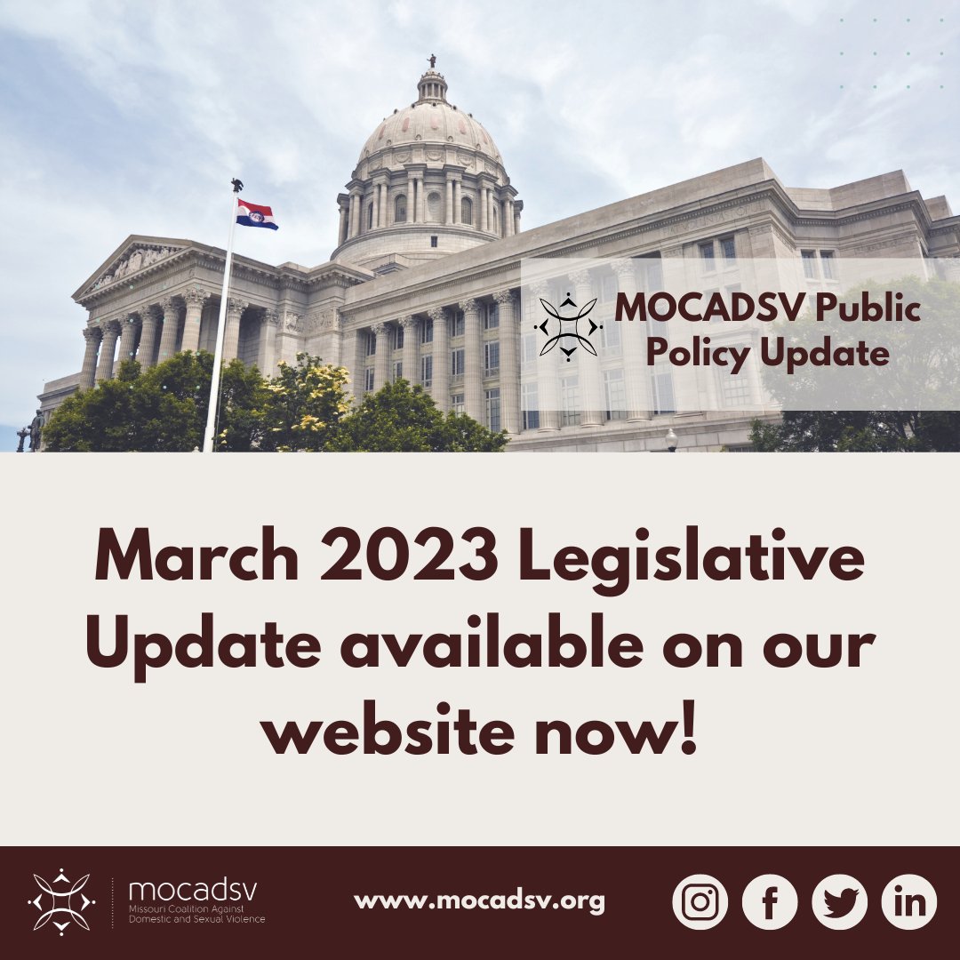 With only a few weeks remaining in the 2023 legislative session, many of MOCADSV’s priority bills made significant strides toward becoming law, including one of our top funding priorities. #WeChangeLawsWeChangeLives #moleg loom.ly/XIQO5qQ