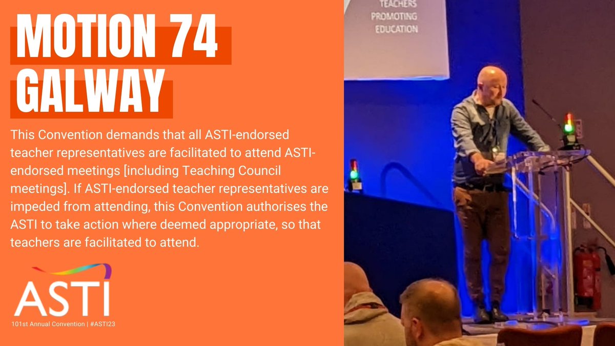 astiunion's tweet photo. #ASTI23 - Richie Bell, Galway Branch, proposing Motion 74 https://t.co/QSlr0RZKYI
