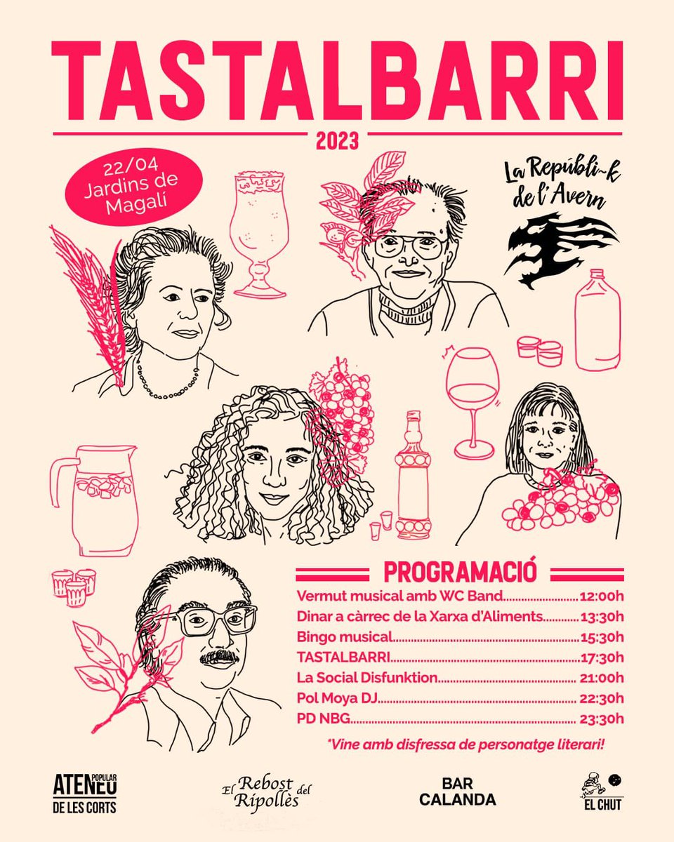 plataformaJLC's tweet photo. 🌟 Obriu les vostres agendes i apunteu la data del correbars més xulo del barri! 

🥁Un any més @LaRpk celebra el Tastalbarri, aquest cop, el 22 d’abril! 

✍🏼Roig, Fuster, Rodoreda, Marçal i Calders són els protagonistes de la festa! https://t.co/cIjo05uRA4