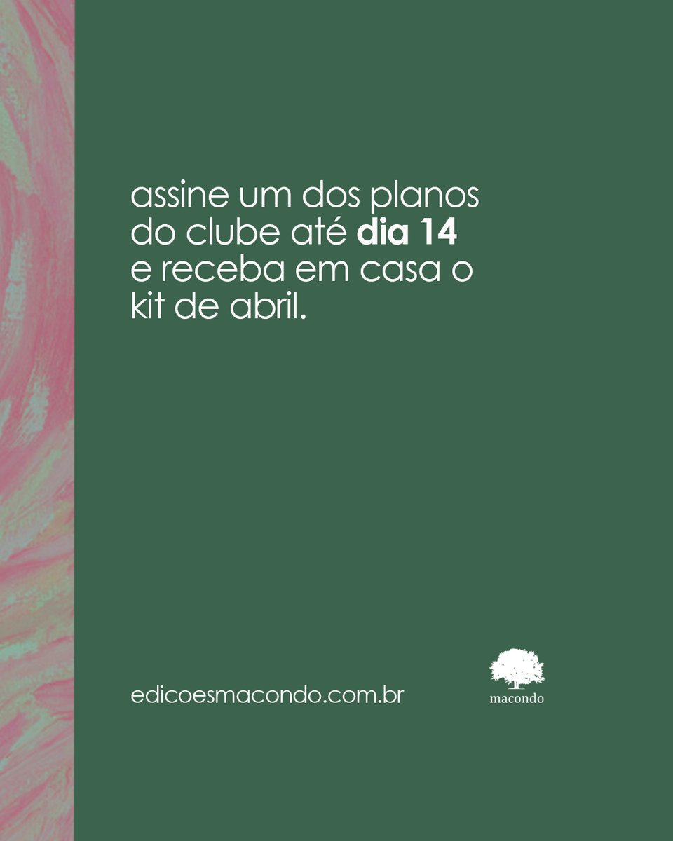 ☞ CLUBE DE ASSINATURA: ABRIL

Nosso kit de abril já está prestes a sair

📚 As publicações do mês são o livro “O livro do figo”, de Lilian Sais (contemplado pelo #ProAC2022), e a plaquete “História de animais grandes”, de Maddalena Lotter (traduzida por Prisca Agustoni).