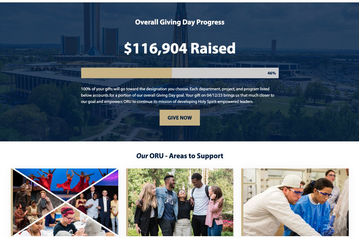 ORUAlumni's tweet photo. You ... YES YOU!!! ... are amazing!!!
Our GIVING DAY goal ... we're already close to 50%. Help us MAKE HISTORY, help us reach 100%. Choose where you give at https://t.co/avGAlbR18p #ourORU https://t.co/1fvhDHPkRH