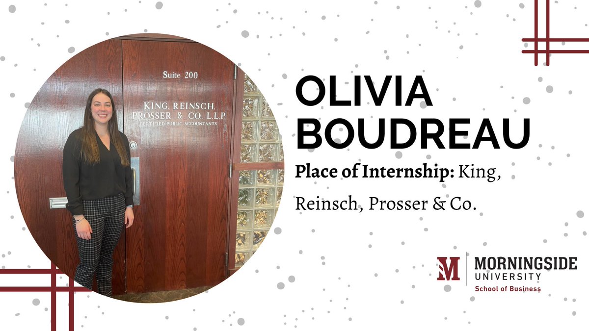 🚨INTERN ALERT🚨

Meet Olivia Boudreau! Olivia is a junior Accounting student. She is enjoying her internship at King, Reinsch, Prosser &amp; Co. and is spending her time preparing individual and business returns.

#msideproud #internalert #msideexperience