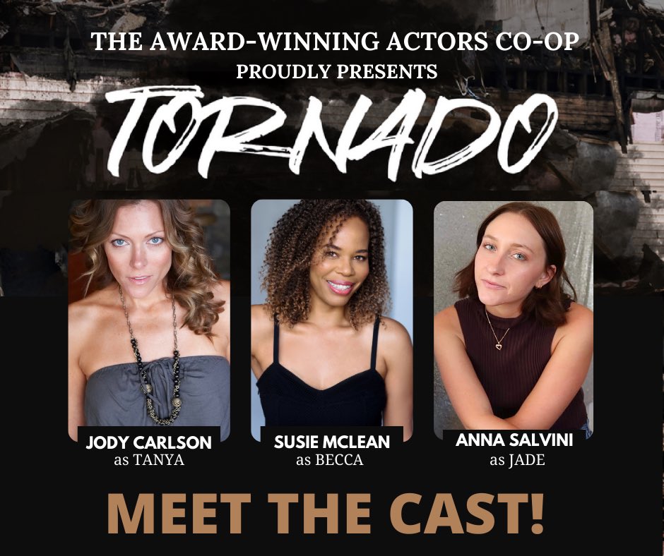 We are thrilled to introduce you to the amazing cast of our upcoming production, TORNADO! Directed by Linda Kerns and Produced by Kendall Lloyd. These talented actors are bringing their hearts and souls to this great story✨Show opens on APRIL 21st! Link in bio🌪️