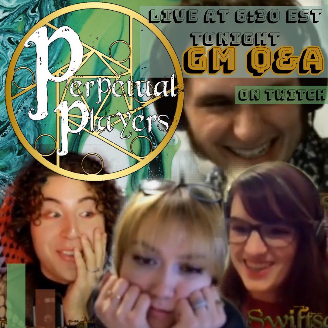 PMGRPGs's tweet photo. LIVE Q&amp;A with GM and Creator of Perpetual Motion! Tune in on twitch tonight at 6:30 pm EST! 

#ttrpg #rpg #perpetualplayers #indiegames #smallstreamer https://t.co/ggDgmJhl3d