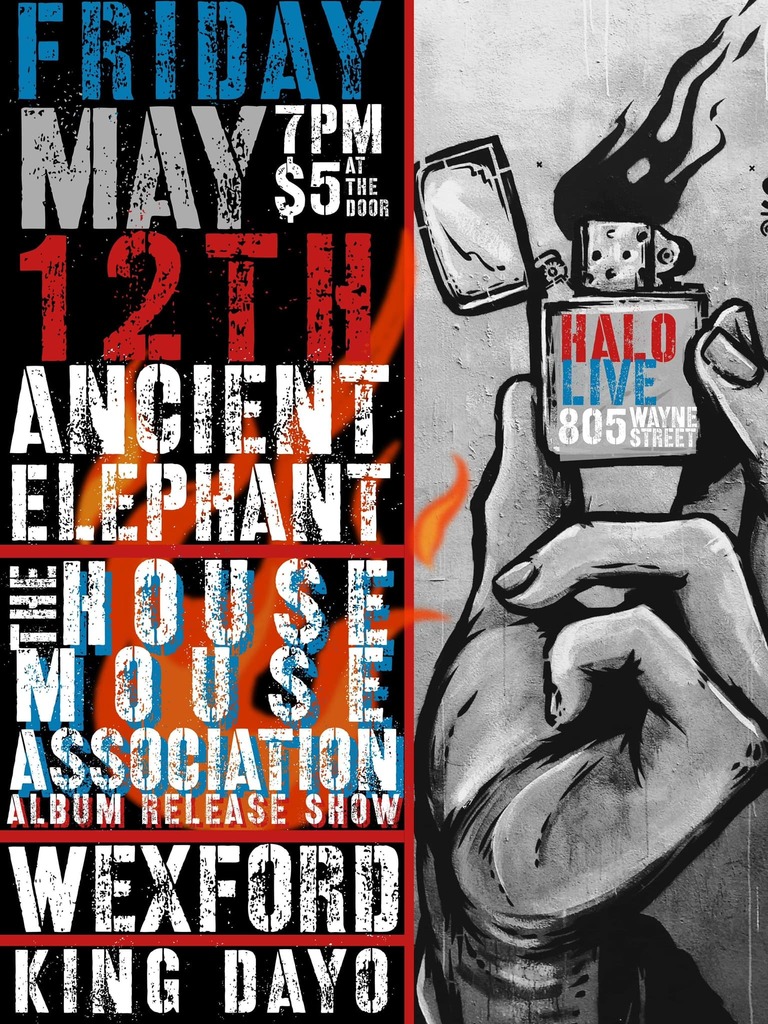 TheMohawkStudio's tweet image. ::: Show Alert! :::
Fri May 12th - 7pm Doors/$5 
Join Ancient Elephant in celebrating The House Mouse Association’s Album release! We have Wexford Band &amp;amp; #KingDayo helping kick this party up a notch! - HALO Live - Ancient Elephant, House Mouse Associatio… instagr.am/p/Cq8N3XGs9Ll/