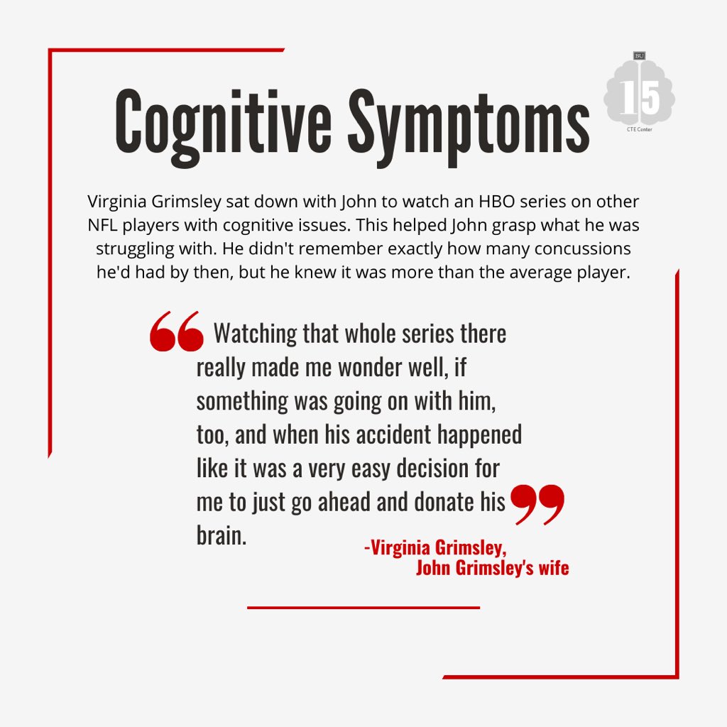 bu_cte's tweet photo. As we continue the first week of our #Flashback15 series, learn more about former NFL player John Grimsley and the CTE signs and symptoms he experienced. (1/2) https://t.co/M4gP7CCGZk