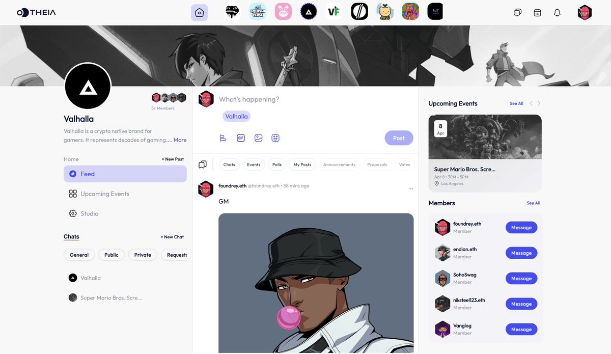 <a href="/THEIA_Labs/">PRIM_001</a> is a Web3 native community platform that offers NFT holders a premium experience with chats, a feed, and token-gated virtual &amp; IRL events.