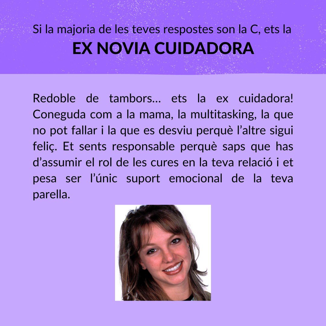 lafiladoraP9's tweet photo. Si quasi totes les teves respostes han estat la C… T’ha tocat ser la exnovia cuidadora!
Ja n’estem fartes! 
Perquè hem d’assumir els rols de cures dins les relacions però si no ho fem LES BOGES SOM NOSALTRES! 😡🔥 https://t.co/z5xcaDsIPg