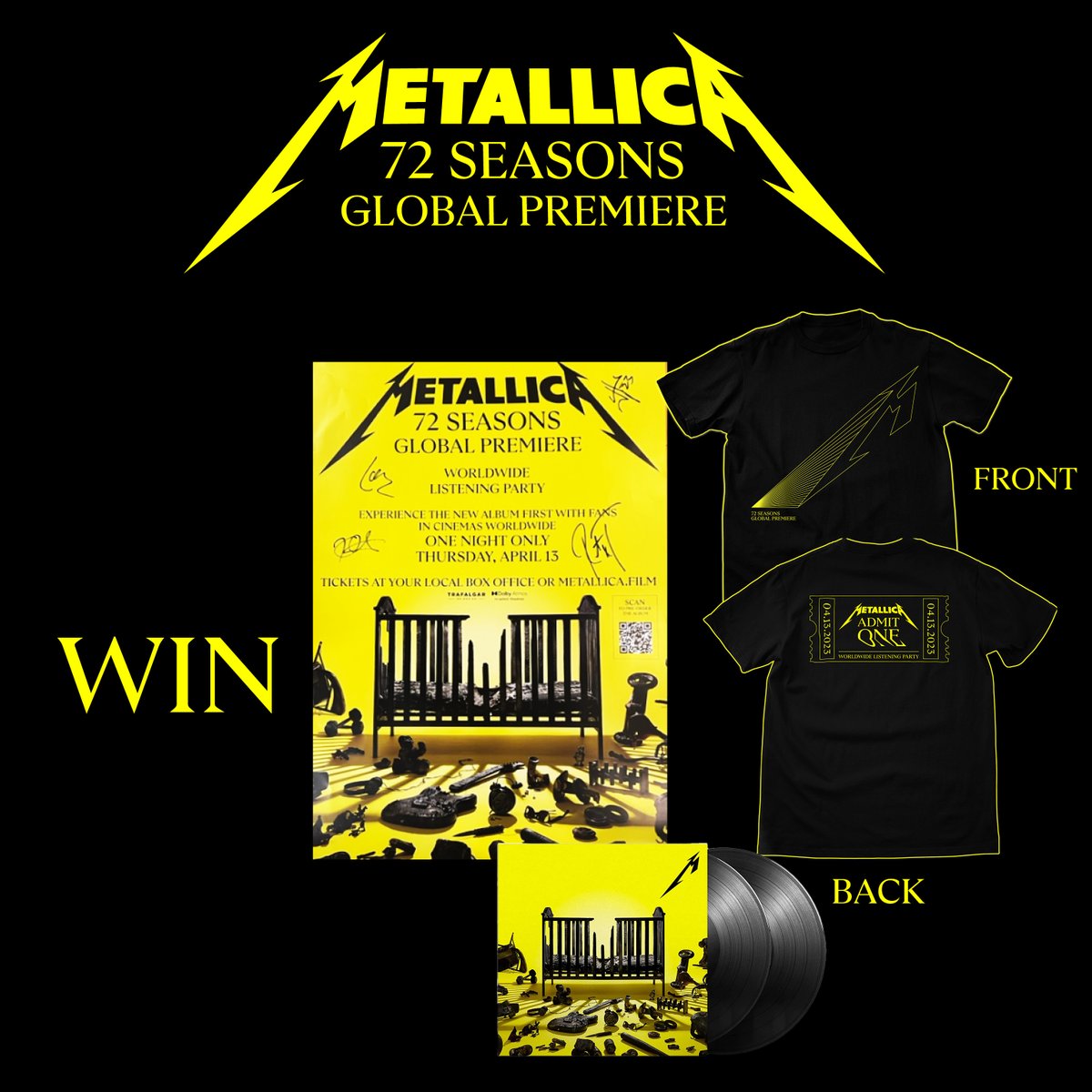 cineworld's tweet image. 🤘 COMPETITION TIME 🤘

Ahead of the @Metallica: 72 Seasons - Global Premiere at select Cineworld cinemas April 13, we are giving you the chance to win a signed poster, plus a t-shirt, and vinyl album. 

To enter simply, RT &amp;amp; like this post, and make sure you are following us!
