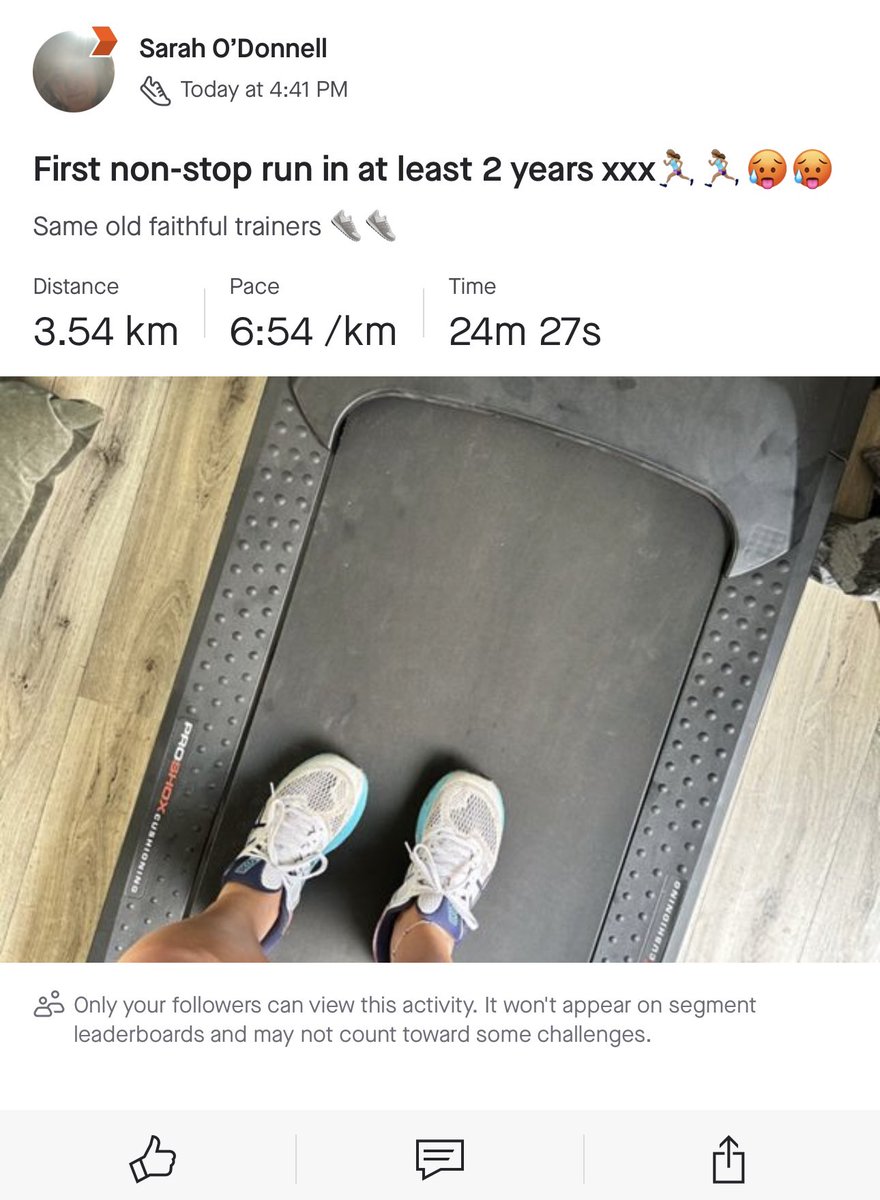 sarahjodonnell's tweet photo. The build up to me jumping back on the treadmill has been months!!! Why 🤷🏻♀️ ?? I have no idea why, but once it’s done it feels so good 🏃🏽♀️👟🥵 xxx #fatrunner https://t.co/iLhXQXTaje