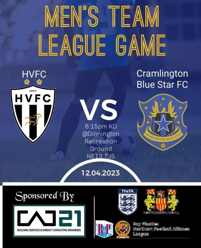 crambluestarfc's tweet photo. MATCHDAY | MENS TEAM

This evening our men’s team will travel Away to play @HVFC_2007 at the Dinnington Recreational Ground in the Northern Football Alliance League.

The team is flying as we look to continue our recent winning streak and make it 4 consecutive wins, a PB https://t.co/4HWJ4B0YWm