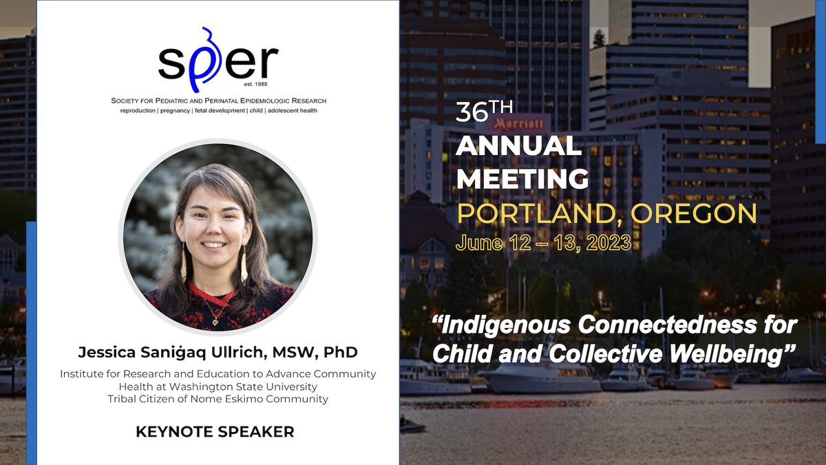 ANNOUNCEMENT 📢 The Keynote Speaker for #SPER2023 will be Jessica Saniġaq Ullrich from @WSUSpokane! Dr Saniġaq Ullrich is an Inupiaq scholar & a tribal citizen of Nome Eskimo Community. Her work focuses on the promotion of connectedness, wellbeing, & relational healing.