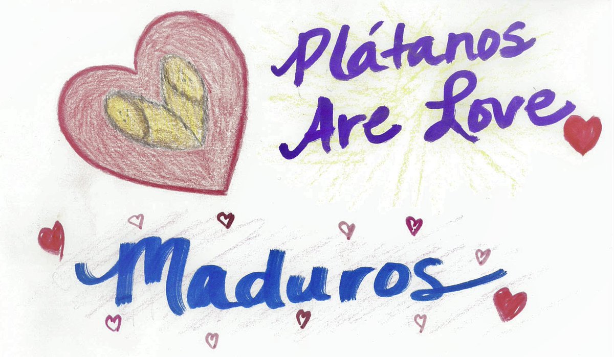 I am IN LOVE with @AReynosoMorris's and #mariyahrahman's new book Plátanos Are Love! I'll use this book as part of a 'comfort food' unit next year and I love that recipes are included! My favorite type of plátano? Maduros! Here's my art for Alyssa's #platanosarelove contest: