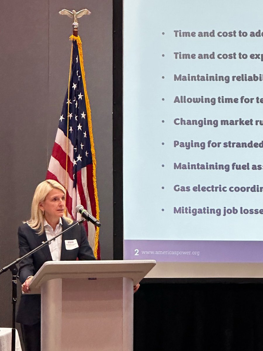 AmericasPower's tweet image. At a Spring Coal Leadership Summit, America&apos;s Power CEO Michelle Bloodworth laid out the challenges to a rushed grid transition. RTOs like PJM are concerned that when you do the math we’re headed for resource adequacy problems. Coal is essential for #gridreliability and security.