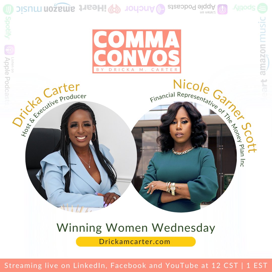 Join the conversation with Comma Convos podcast at 12 noon CST - Your weekly dose of Content, Funding, Mentorship, and more!

#PodcastInterviews #MentorshipWednesdays #MentorshipMatters #PodcastGuests #LearnFromMentors #InterviewsThatInspire #MentorshipGoals #PodcastConversation