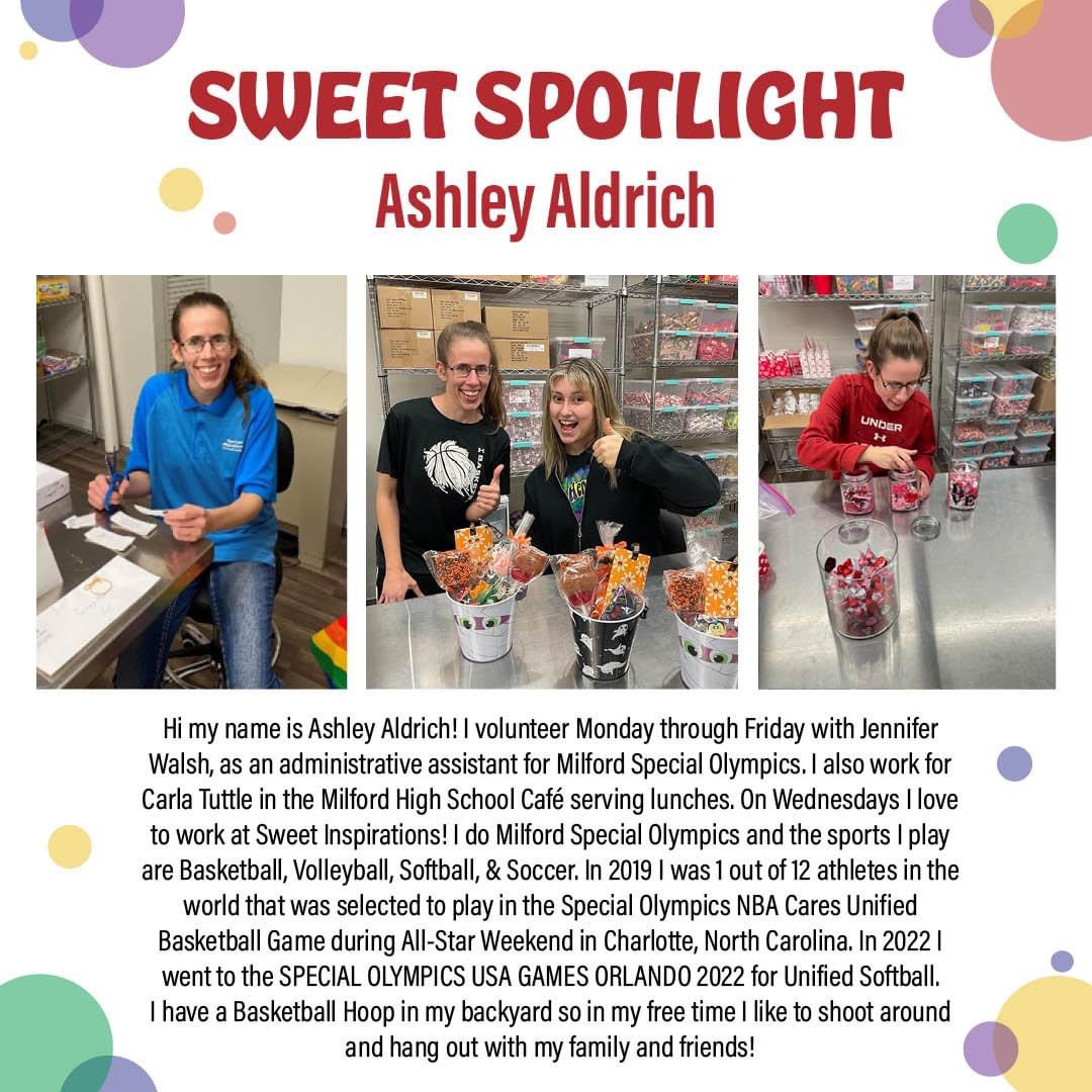 Ashley is always working with a smile!  We want to thank her for all  her hard work including being the Easter Bunny these past two weeks.  Check Ashley and all our wonderful employees out on our new web page sweetinspirationsmilford.com
<a href="/FoundationZenus/">Aaron Zenus Foundation</a> @jwalsh_jennifer