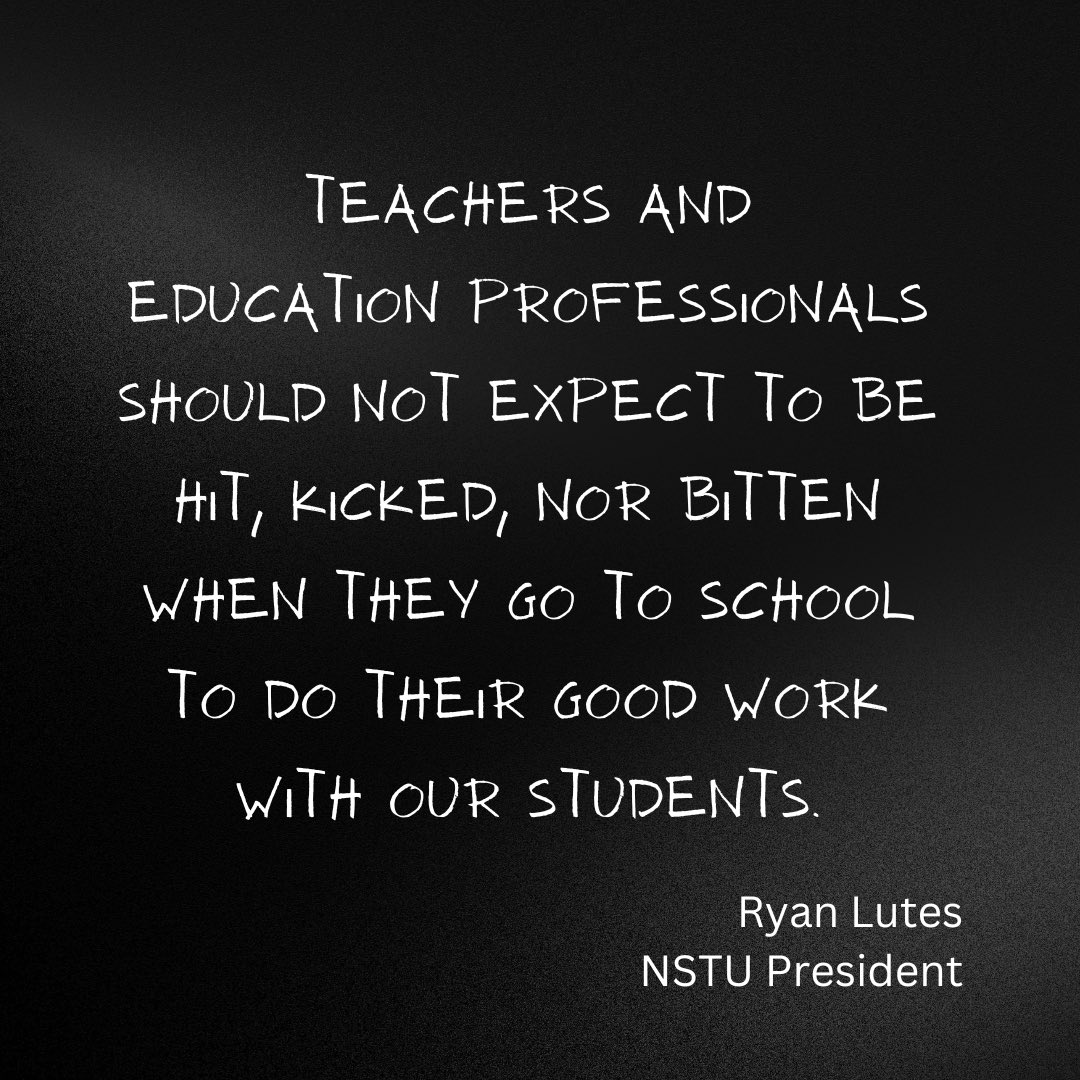 Educational professionals are at their breaking point.

The reality is that violence in our schools is commonplace. This has to be addressed by ⁦<a href="/nsgov/">Nova Scotia Gov.</a>⁩.

⁦Our educators and our kids deserve to be safe at school.

 ⁦<a href="/NSTeachersUnion/">NS Teachers Union</a>⁩

cbchls.akamaized.net/delivery/news/…