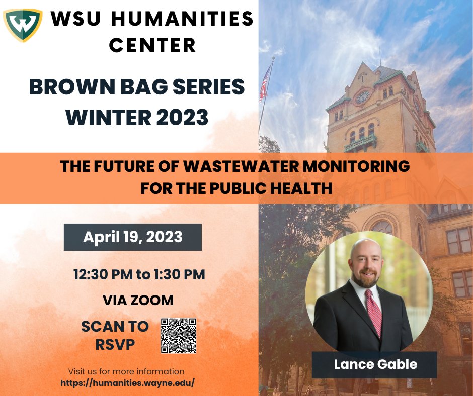 wsuhumanities_'s tweet photo. Join us on 04/19/2023 at 12:30 PM when Lance Gable (Professor, Law) discusses "The Future of Wastewater Monitoring
for the Public Health"

This Brown Bag will be held via Zoom https://t.co/4EDGi1d5kP