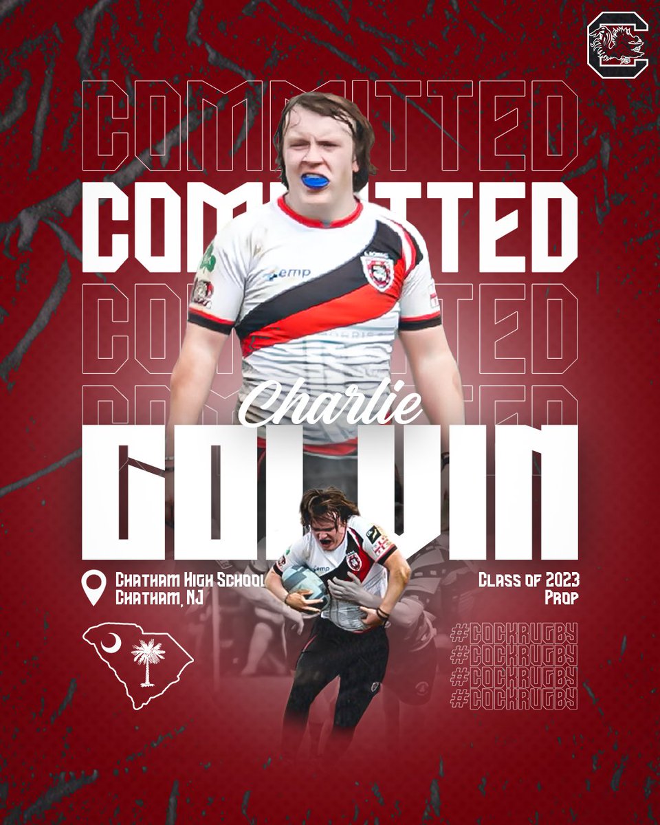 CockRugby's tweet photo. Welcome to Gamecock Rugby Charlie Colvin! Charlie is a Prop from Chatham High School in Chatham, NJ. He currently plays for the Morris County Lions. We look forward to seeing him in the Garnet and Black these next four years!

#CockRugby #Punish #USC27

[📸: @RobbieFranklin0] https://t.co/c3LSiA8SSP