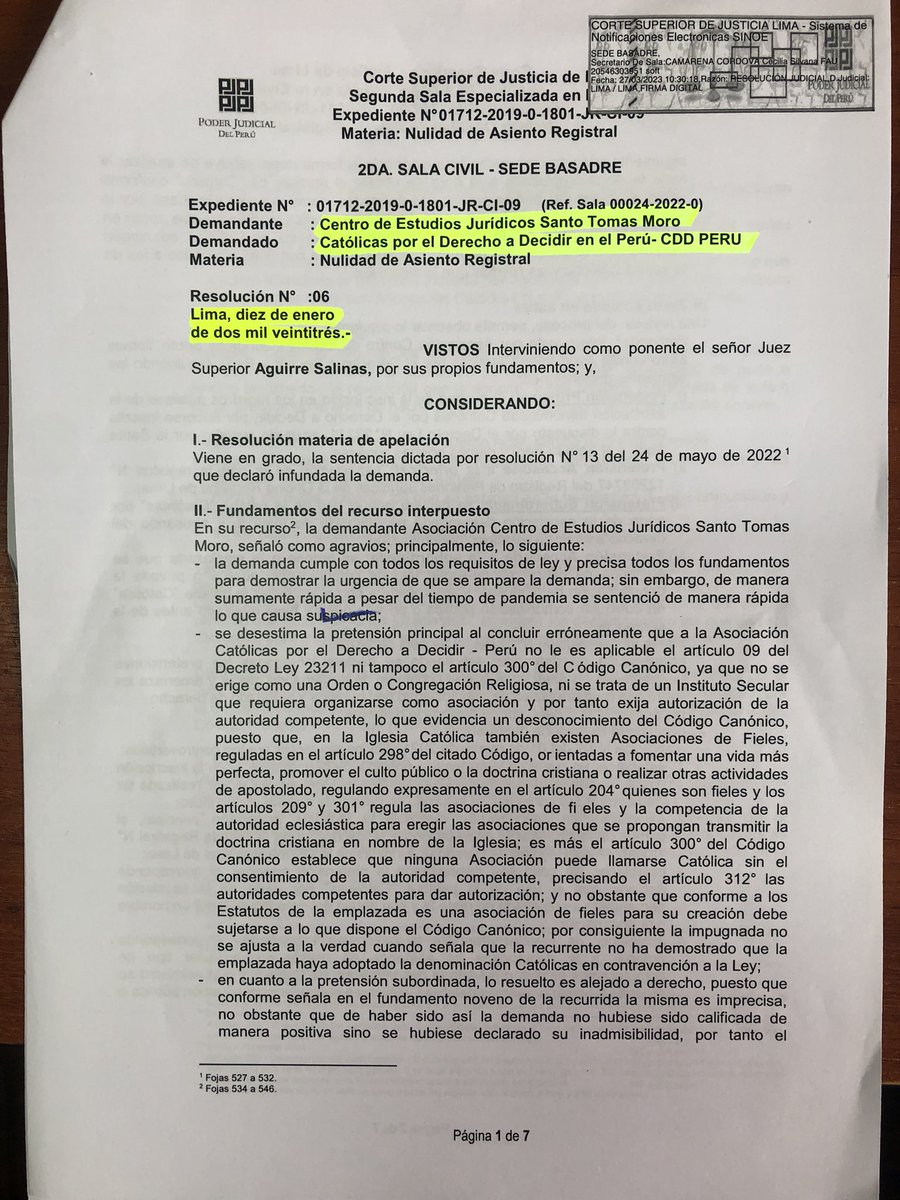 IDL_Rivera's tweet photo. El @Poder_Judicial_ confirma sentencia q declaró infundada demanda de fanáticos religiosos de #CentroTomásMoro q pedían anular inscripción registral de Asociación Católicas x el Derecho a Decidir, dedicada a la defensa de los derechos de las mujeres.
Derrota de los anti derechos. https://t.co/Gty6SWDIoH