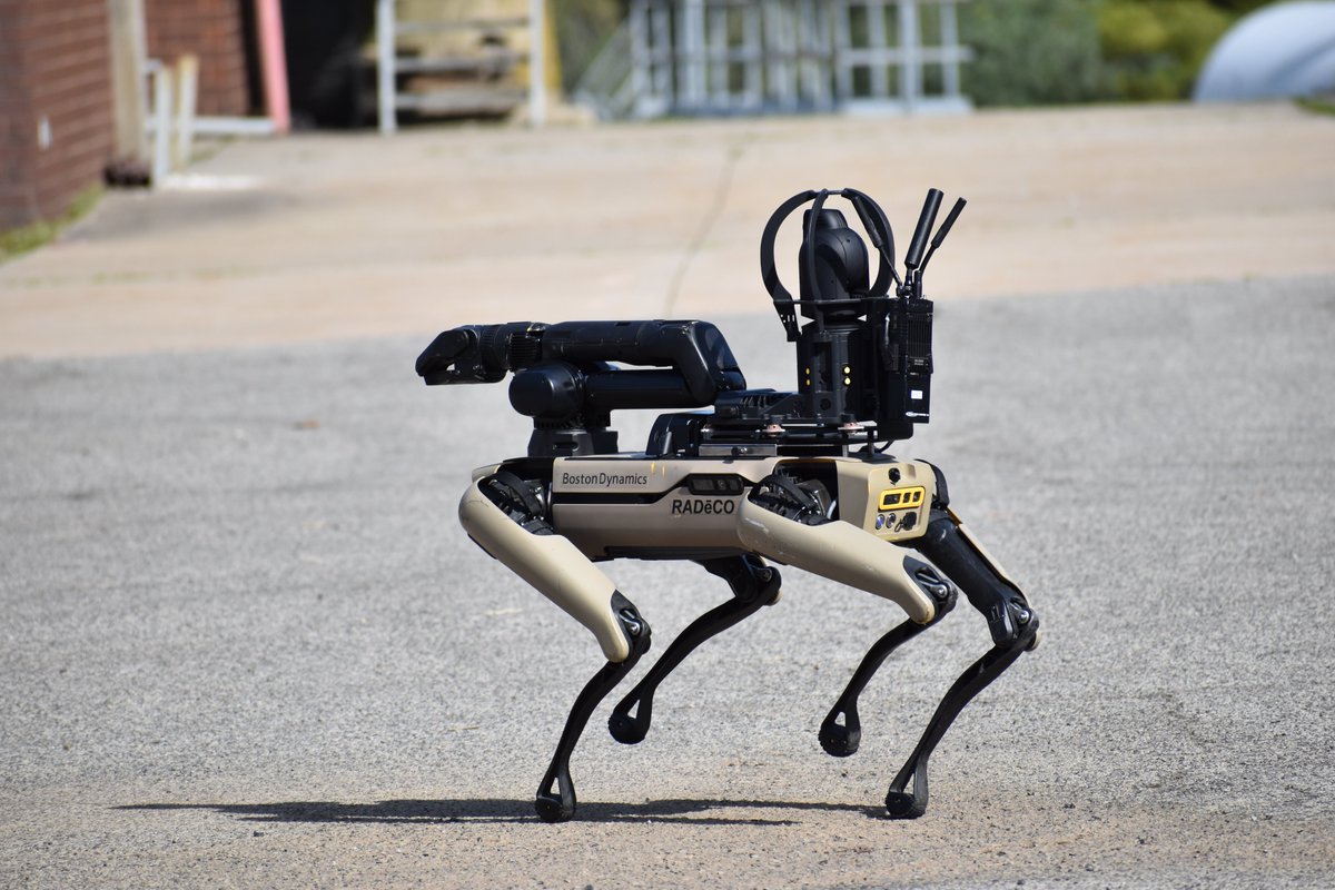MontCoPASheriff's tweet photo. Special thanks to the folks @BostonDynamics for demonstrating Spotยฎ, an agile inspection robot to @MontcoPA and @FBI officials at the request of @MontCoPASheriff Bomb Squad at the Montgomery County Fire Academy today #waveofthefuture https://t.co/CkiQro2Pf8