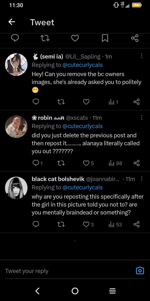 Lil__Sapling's tweet photo. @/cutecurlycals has been posting people's bcs (who have asked them not to) without consent, and if they ask them to remove their own images, blocks the bc owners and posts them again. https://t.co/IFhls9RvLw