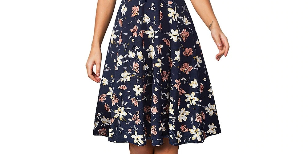 Vintage Retro Sun Flower Printed vestidos Business Party Female Flare Swing Dress #uaefashion #Kuwaitfashion #morrocofashion #francefashion eezymart.com/nice-forever-v…