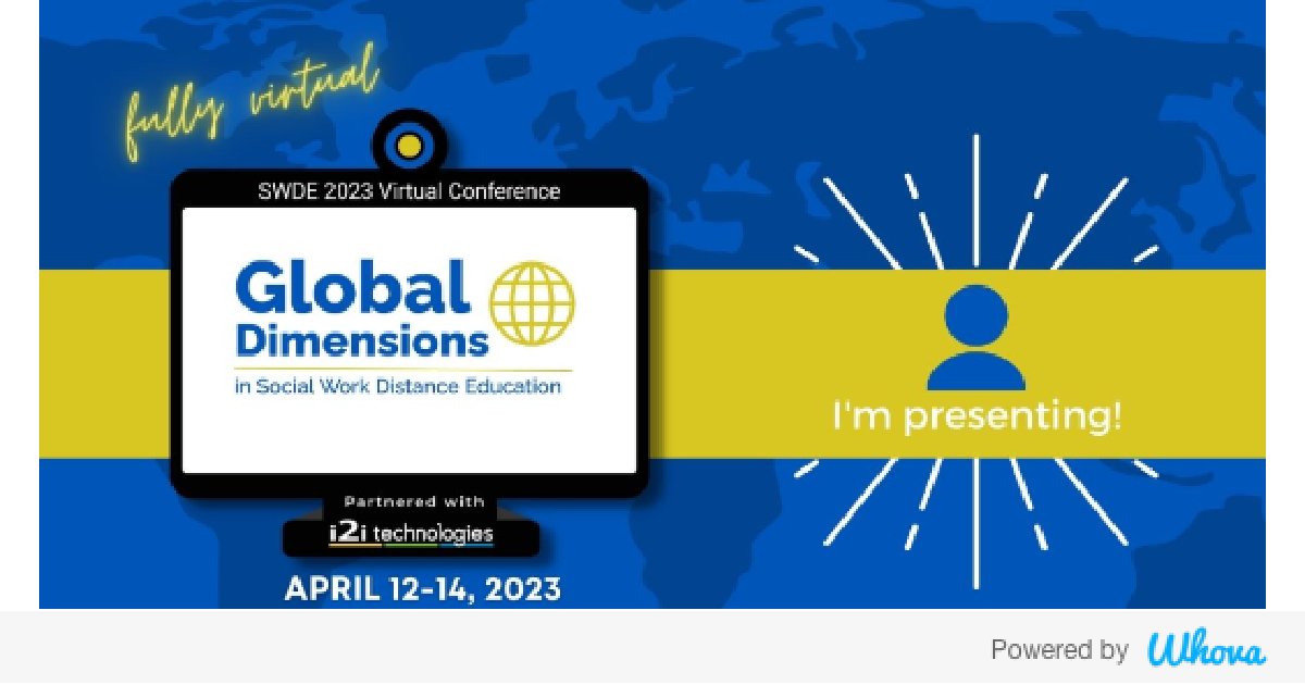 DrHawleyB's tweet photo. Hi! I'm attending Social Work Distance Education 2023 Virtual Conference. Let's start connecting with each other now. https://t.co/f3S63i9So4 @SWDEConference #SWDEConference,#swde2023,#SocialWorkDistanceEducation https://t.co/Eyz1Yl6hqL