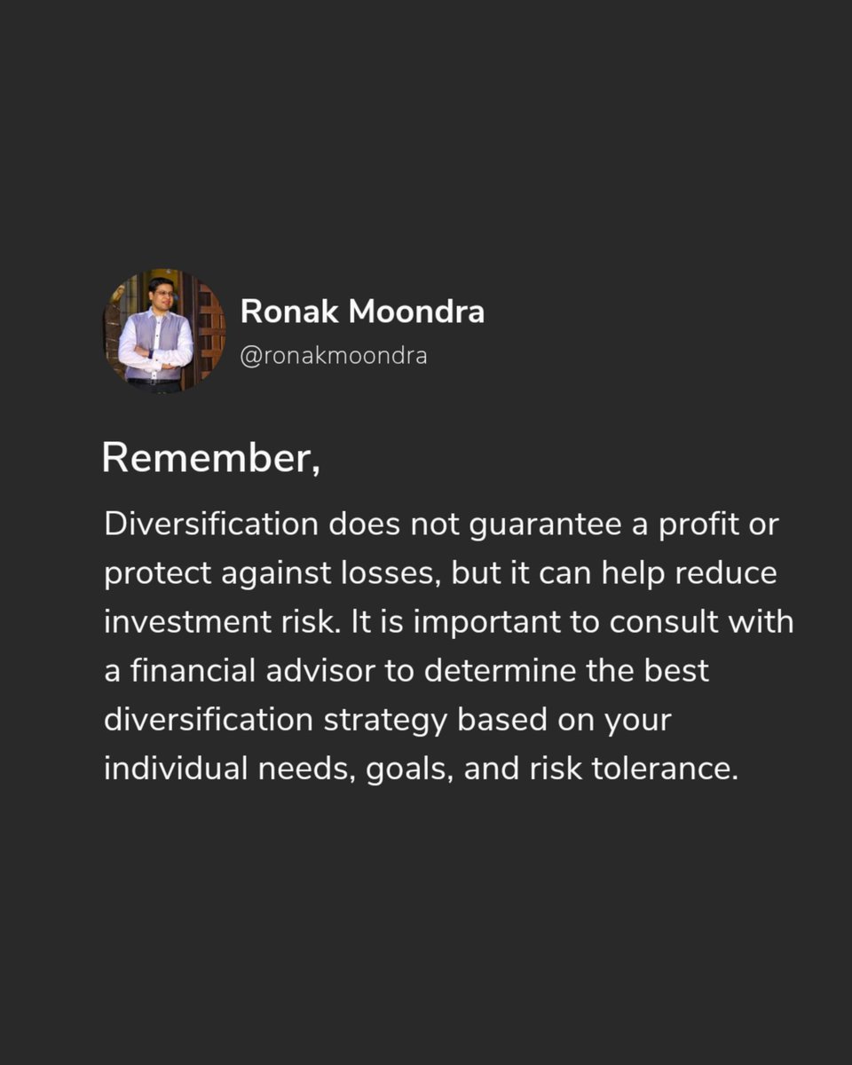 RonakMoondra's tweet photo. Diversify your portfolio and reduce risk with these tips from @RonakMoondra

#InvestmentTips #Diversification #RiskManagement #ronakmoondra #ronakmoondratweets https://t.co/OJnavxuGr4