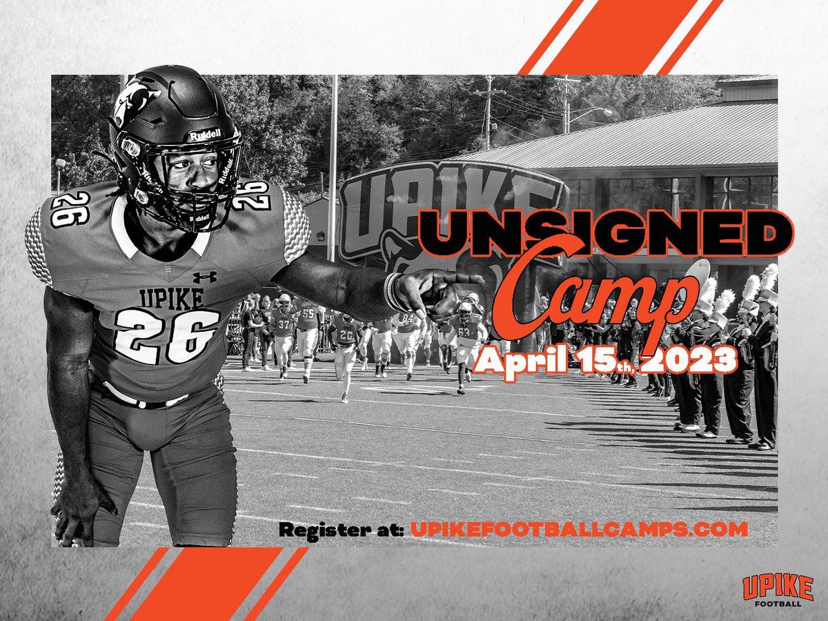 🚨ATTENTION🚨 Class of 2023 Still looking for a HOME. Come out and show the UPIKE staff what you got and earn a scholarship! Sign up for this Saturdays Unsigned Combine at: upikefootballcamps.com 

#BearDown
#EarnTheRight
